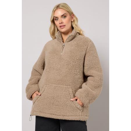 Yours Curve Bruine Fleece Met Kwartrits Size 58-60