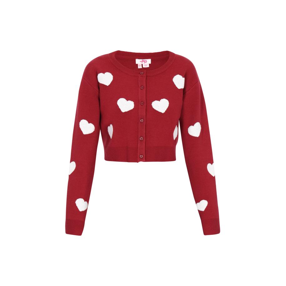 MYMO MYMO Gebreid vest donkerrood / wit -