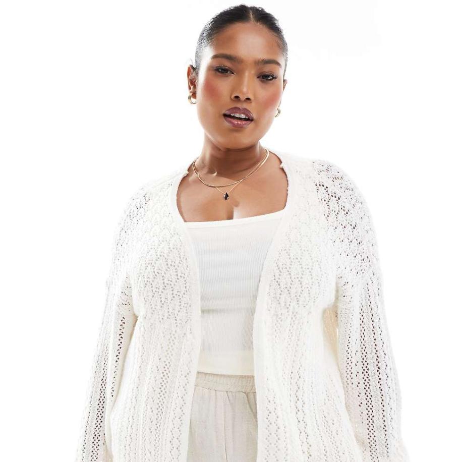 ONLY Curve Gehaakt vest in wit Wit