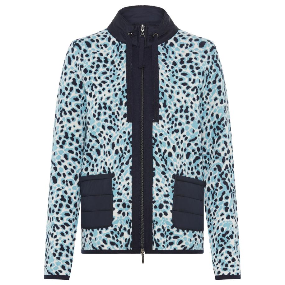 Olsen Olsen Gebreid vest lichtblauw / donkerblauw / wit -