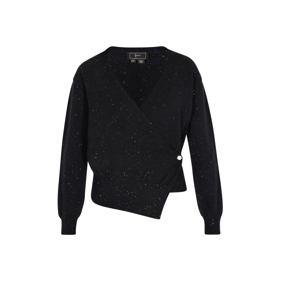 Faina faina Gebreid vest zwart / transparant -