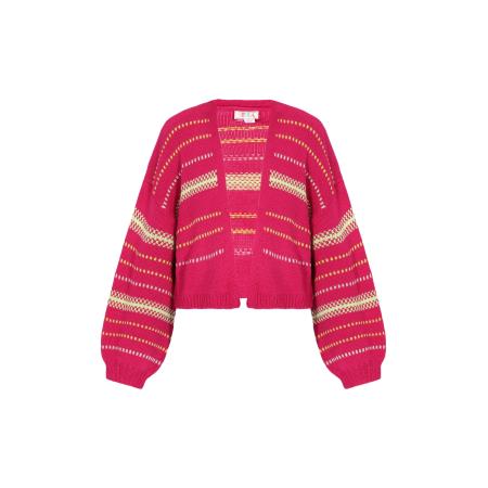 IZIA IZIA Gebreid vest beige / fuchsia
