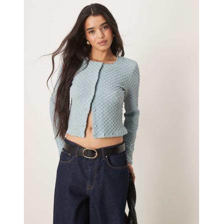 VILA Cropped vest met textuur in blauw