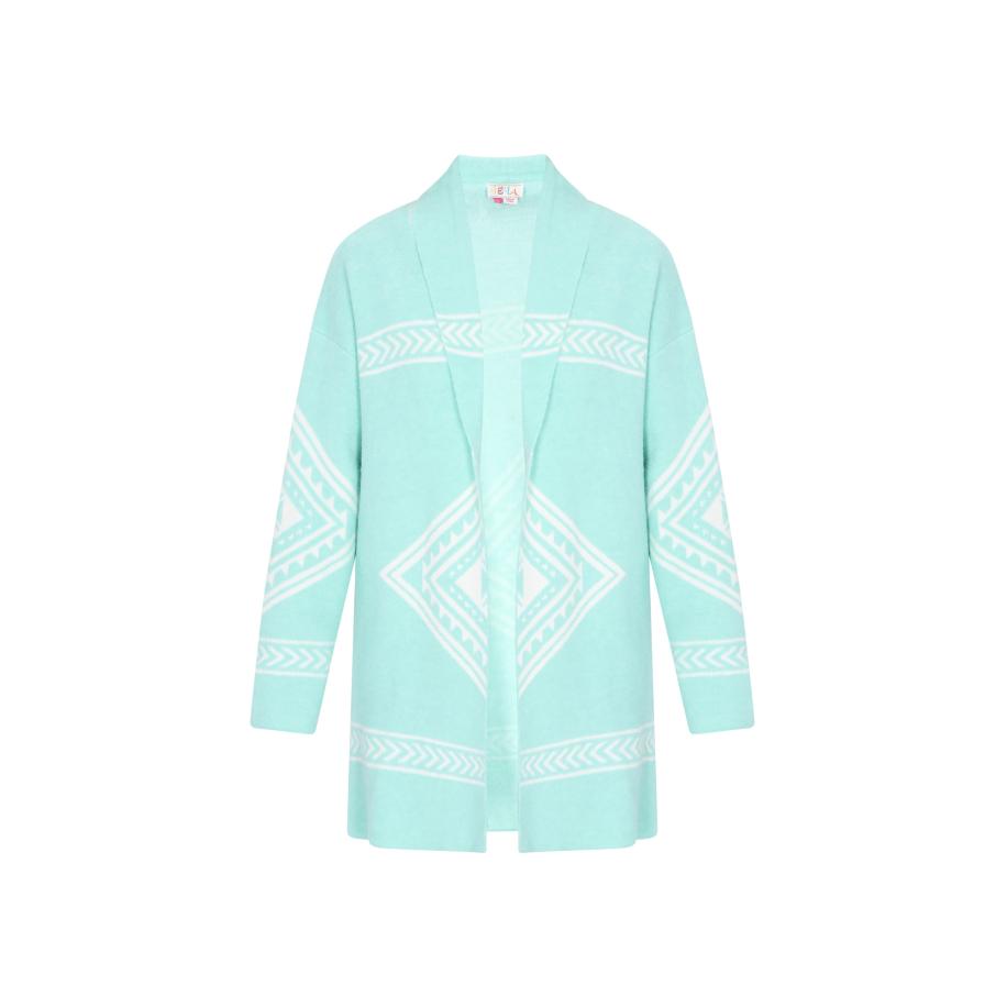 IZIA IZIA Gebreid vest hemelsblauw / wit -