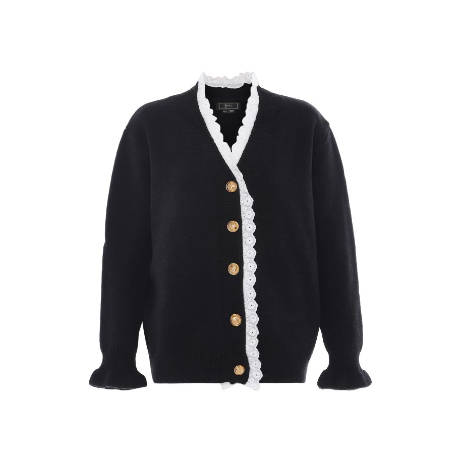 Faina faina Gebreid vest zwart / wit -