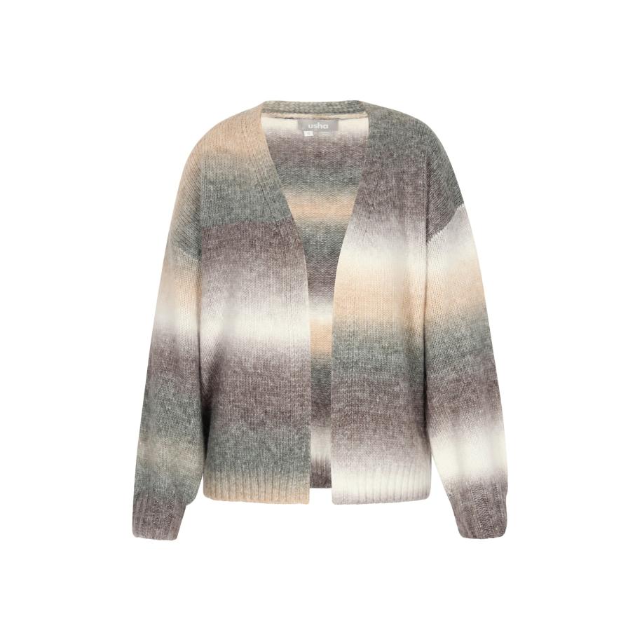 Usha Usha Gebreid vest beige / grijs / donkergrijs -