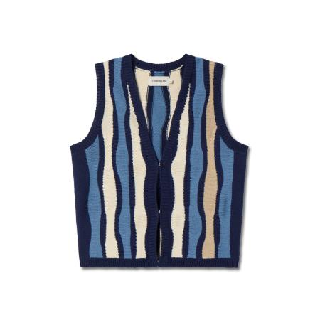 thinking mu Thinking MU Gebreid vest ROBBIE ivoor / marine