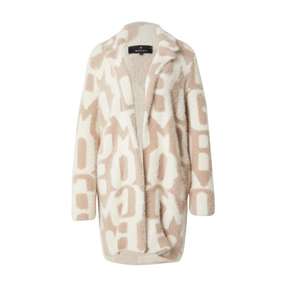 Monari monari Gebreid vest donkerbeige / wit -