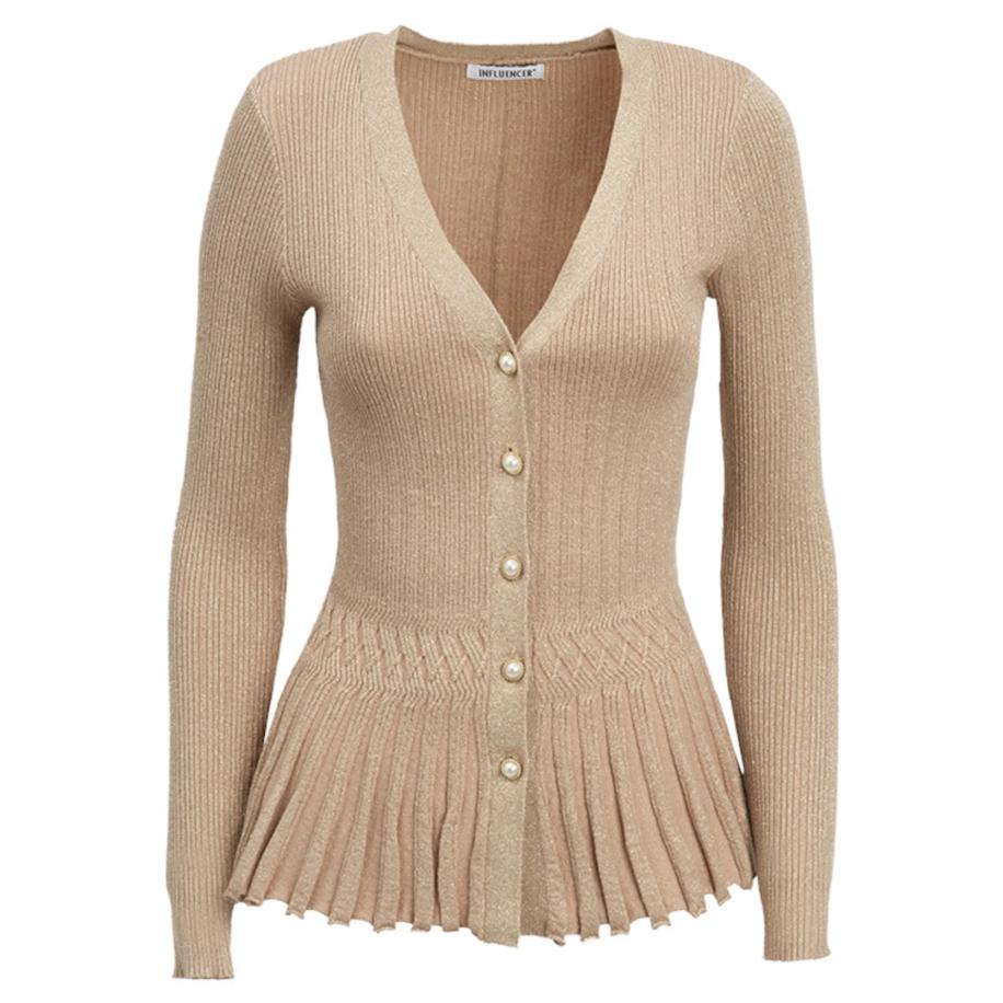Influencer Influencer Gebreid vest beige -