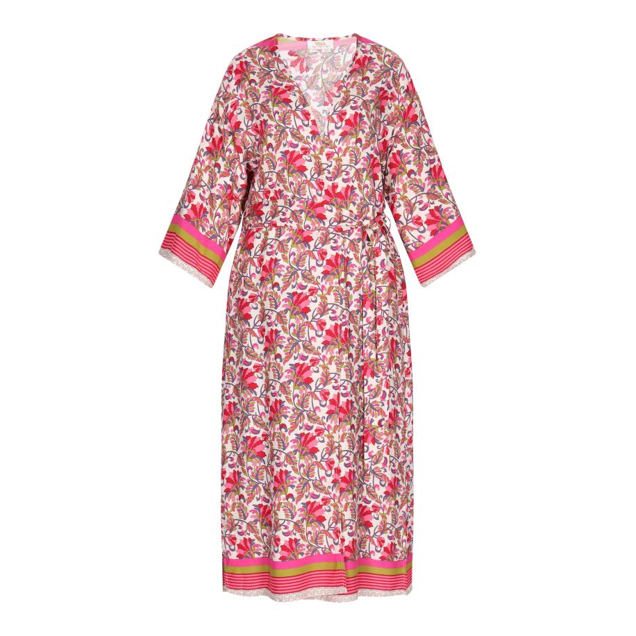Usha usha FESTIVAL Kimono Fashion Look mosterd / lila / pink / rood / wit -