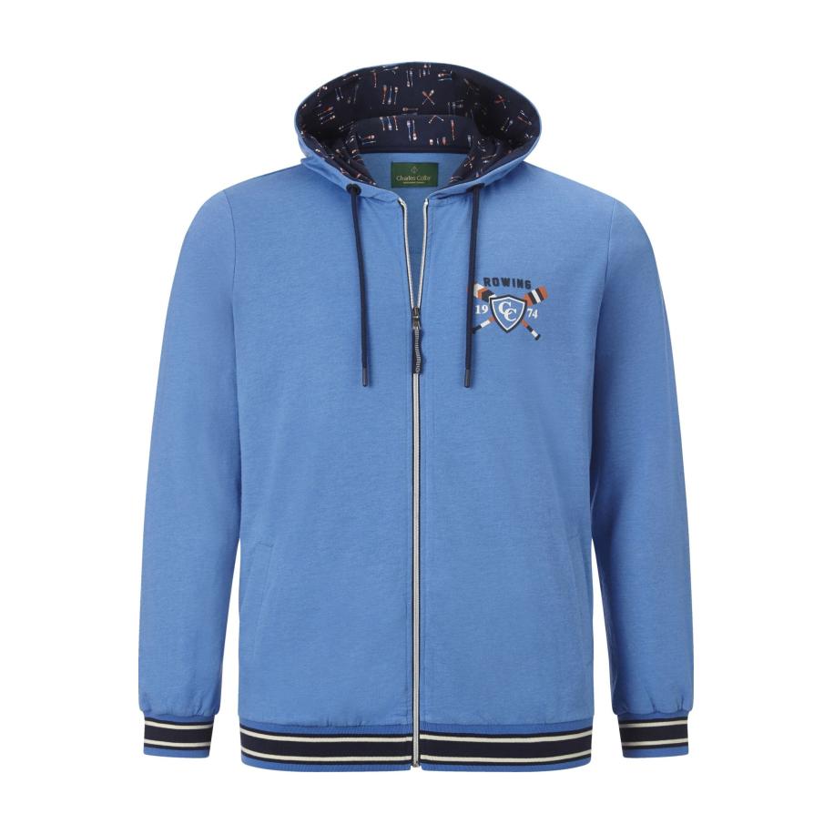 Charles Colby Sweatjacket blauw, Effen Blauw