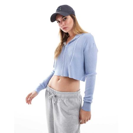 Cotton On Zip It Good Gebreid vest met capuchon in schemerblauw