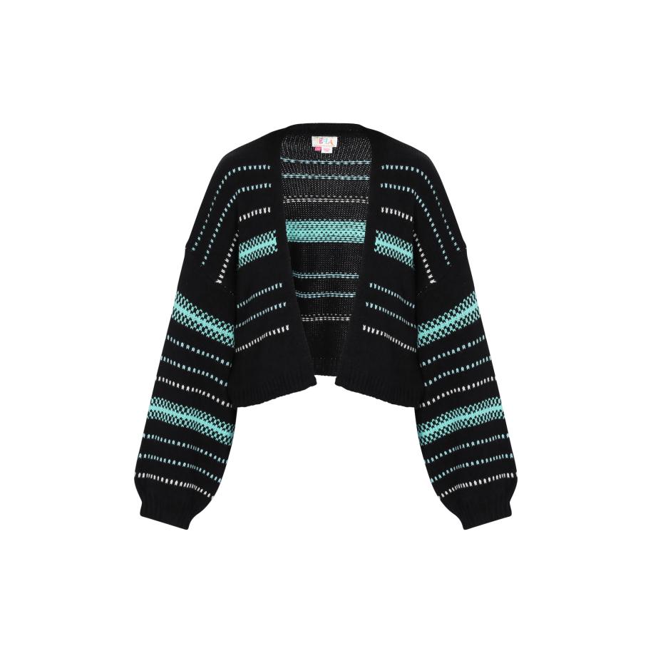 IZIA IZIA Gebreid vest turquoise / zwart / wit -