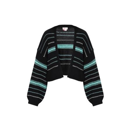 IZIA IZIA Gebreid vest turquoise / zwart / wit