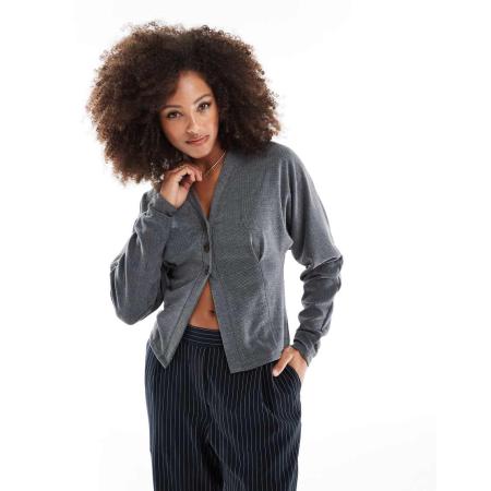 ASOS DESIGN Geribbeld vest met vleermuismouwen in antraciet-Grijs