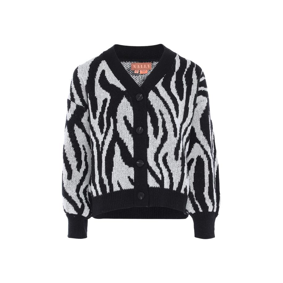 NALLY NALLY Gebreid vest zwart / wit -