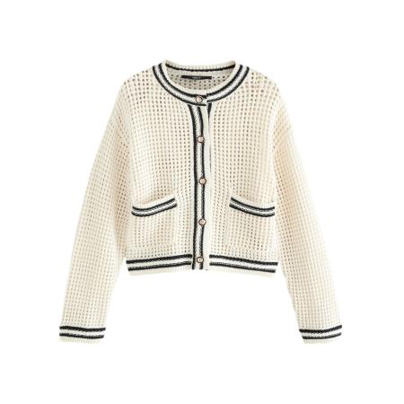 Next Next Gebreid vest ecru / zwart