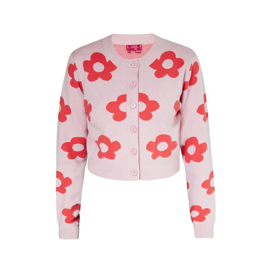 Swirly swirly Gebreid vest rosa / bloedrood -