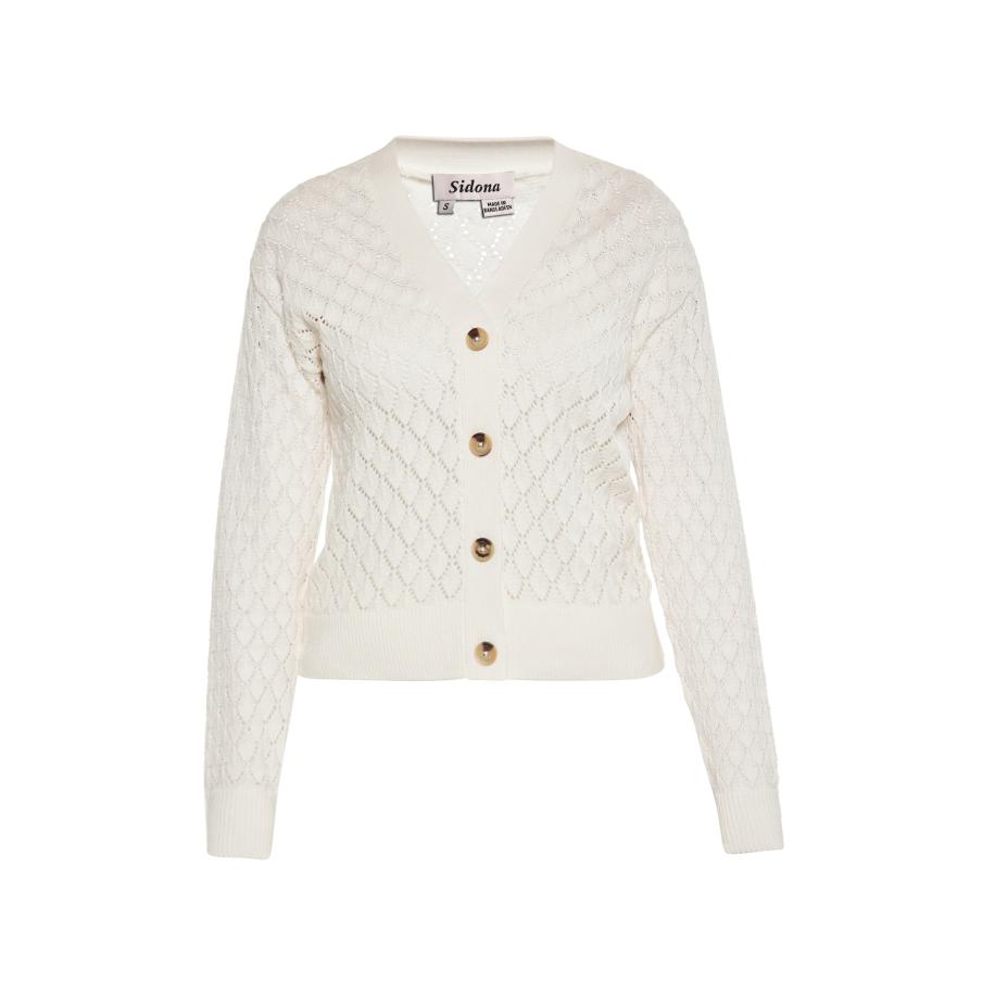 Sidona Sidona Gebreid vest wolwit -