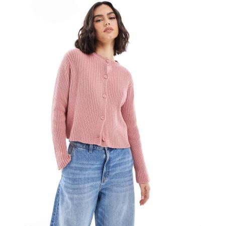 ASOS DESIGN Net aansluitend gebreid vest in roze