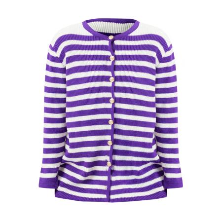 Touche Prive Touche Prive Gebreid vest donkerlila / wit