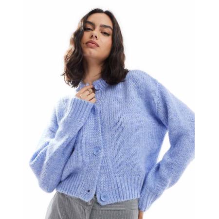 ASOS DESIGN Los gebreid vest met ronde hals in babyblauw