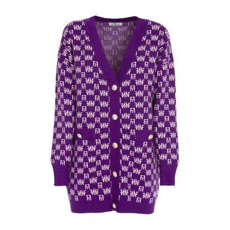 Influencer Influencer Gebreid vest donkerlila / offwhite