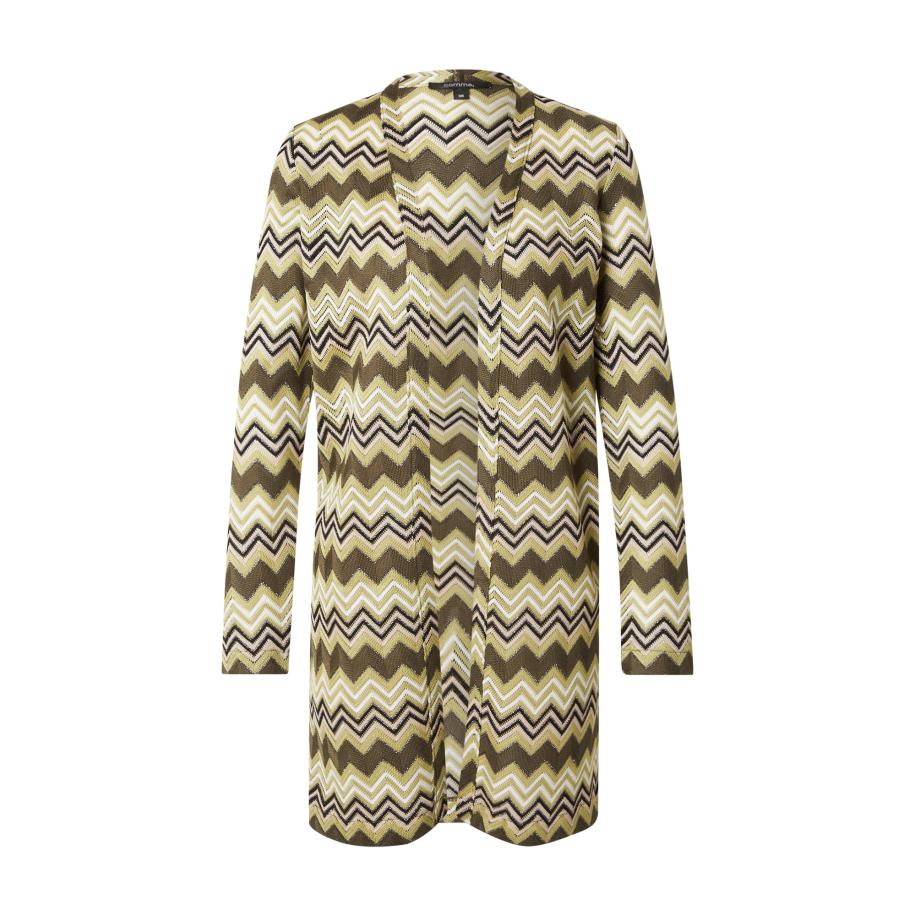 Comma COMMA Gebreid vest olijfgroen / pastelgroen / zilver / wit -