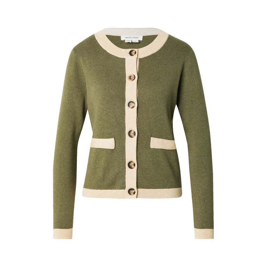 White Stuff WHITE STUFF Gebreid vest CHARLOTTE crème / olijfgroen -