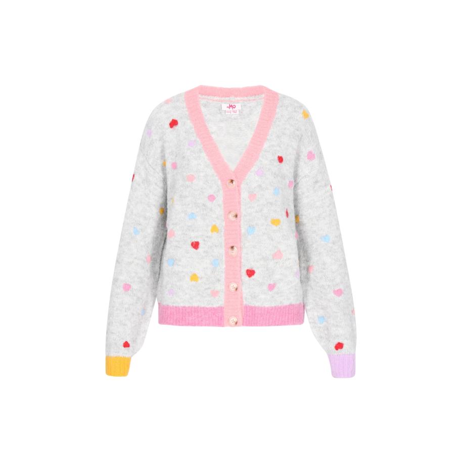 MYMO MYMO Gebreid vest lichtblauw / geel / lichtgrijs / rosa / rood -