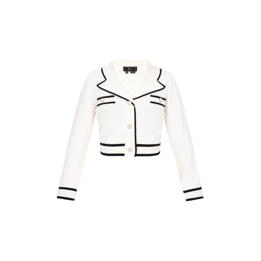 Faina faina Gebreid vest Fashion Look zwart / offwhite -