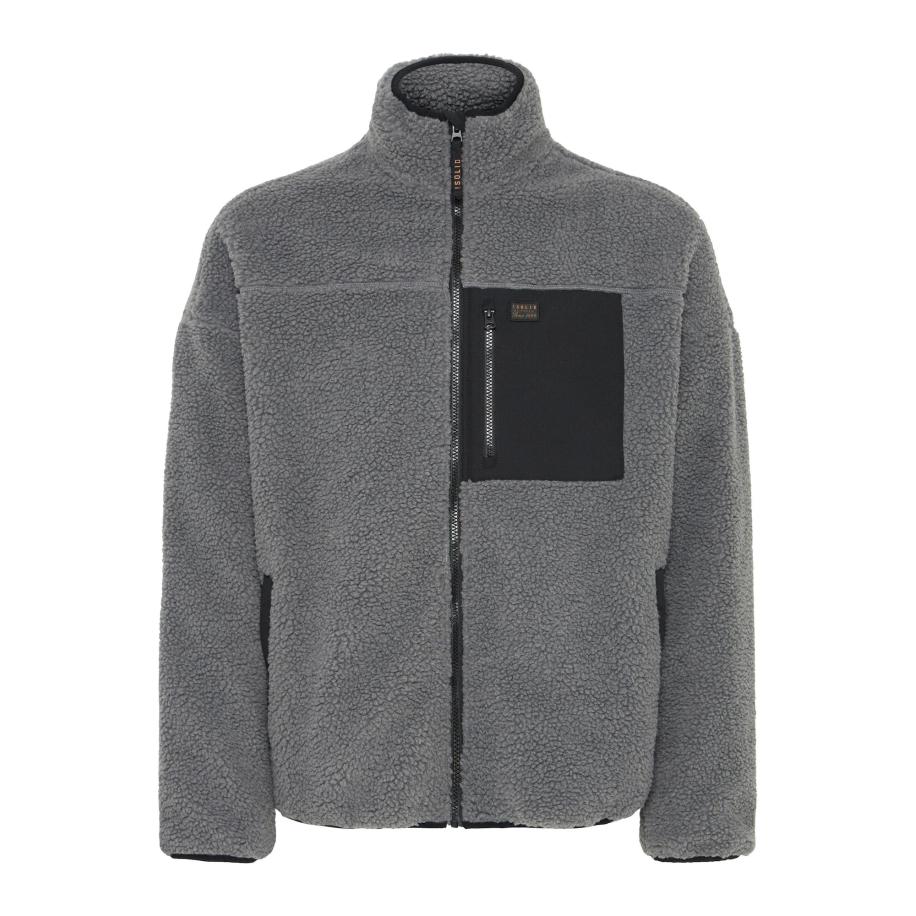 Solid !Solid Fleece jas MCWALTHER donkergrijs / zwart -