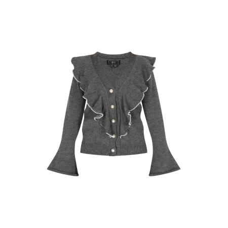 Faina faina Gebreid vest donkergrijs / wit