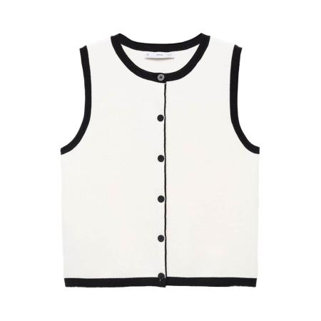 Mango MANGO Gebreide bodywarmer PIPON crème / zwart