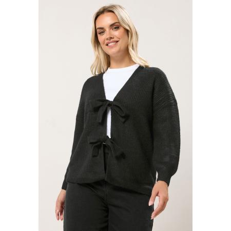Yours Curve Zwarte Cardigan Met Strik Aan De Voorkant Size 54-56
