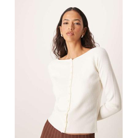 ASOS DESIGN Vormgegeven vest met lage ronde hals in crème-Wit