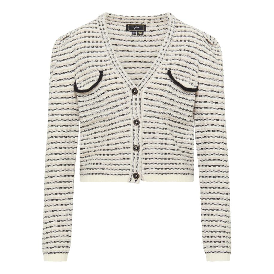 Faina faina Gebreid vest zwart / offwhite -