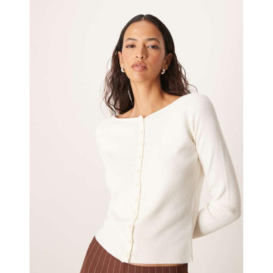 ASOS DESIGN Vormgegeven vest met lage ronde hals in crème-Wit Wit