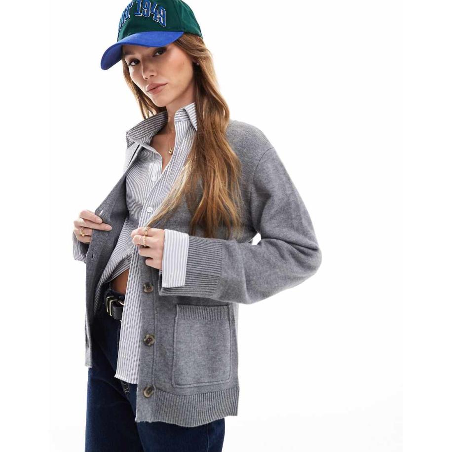 Cotton On Lux Vest met V-hals en zak in gemêleerd antraciet-Grijs Grijs