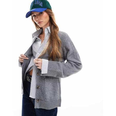 Cotton On Lux Vest met V-hals en zak in gemêleerd antraciet-Grijs