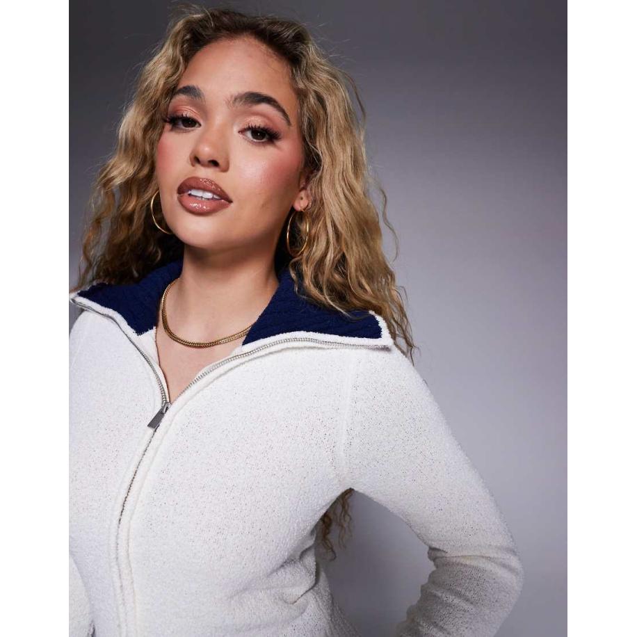 ASOS DESIGN Vest met ritssluiting in crème-Wit Wit