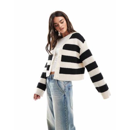 Pieces Vest met brede strepen in zwart-wit-Veelkleurig