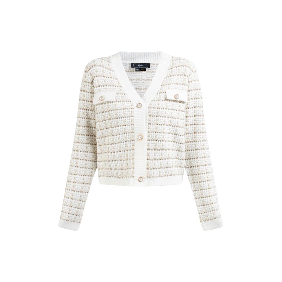 Faina faina Gebreid vest goud / wit -