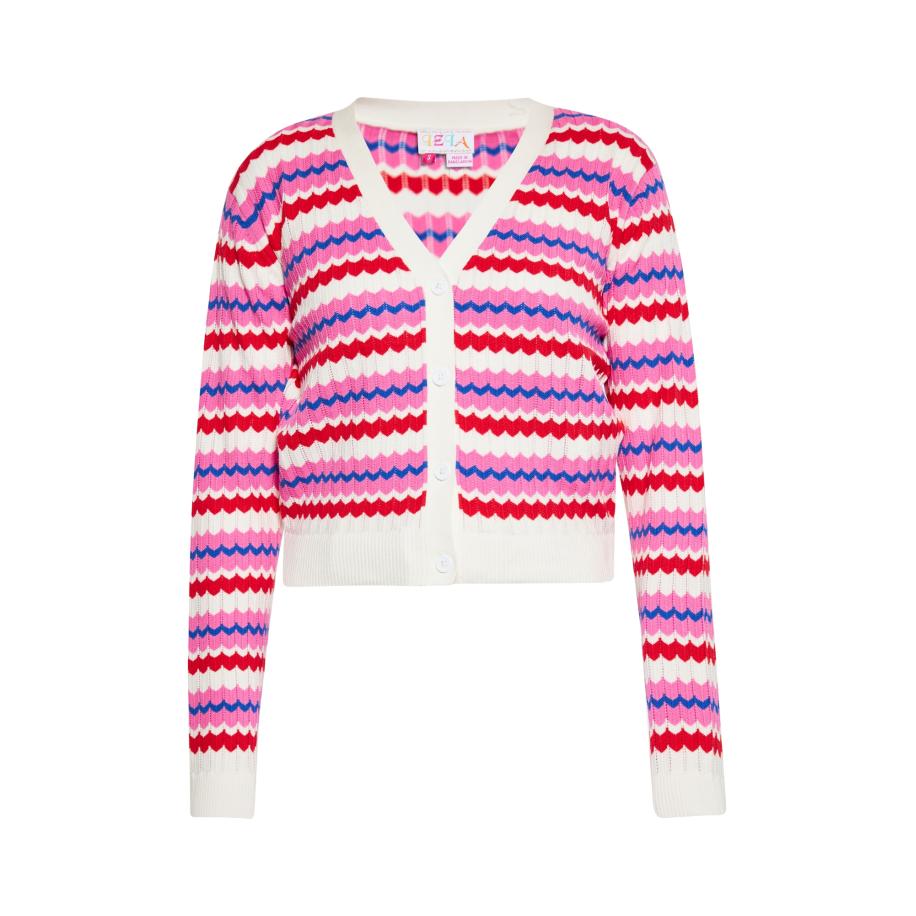 IZIA IZIA Gebreid vest lila / pink / rood / wit -