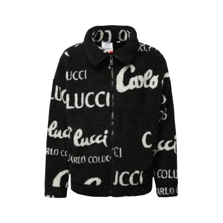 carlo colucci Carlo Colucci Fleece jas zwart / offwhite