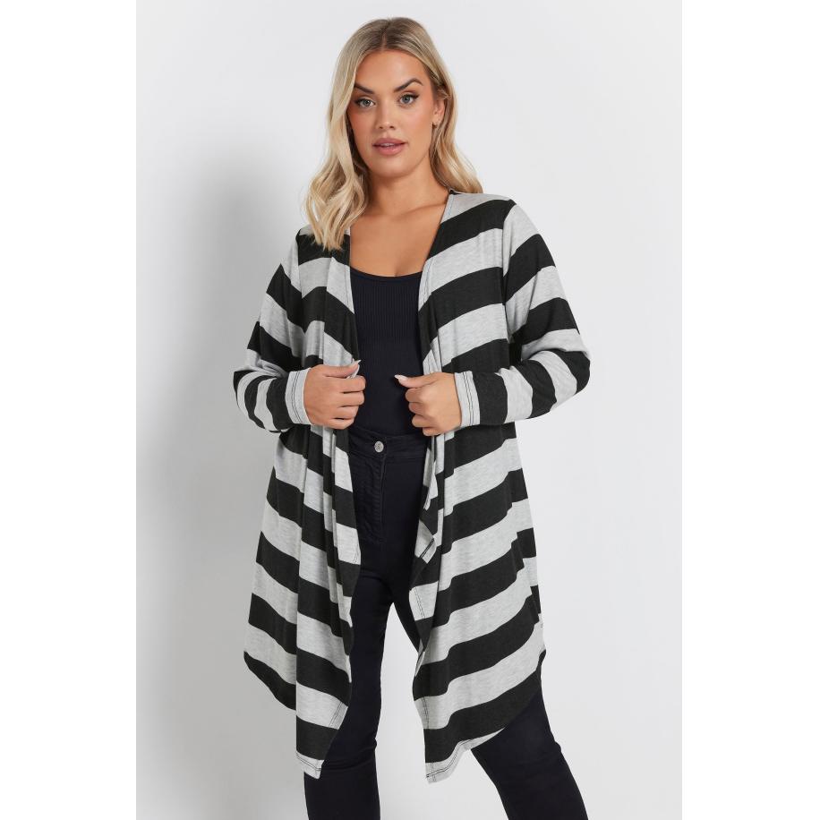 Yours Vest Met Strepenprint In Watervalstijl In Zwart Size 58-60 Zwart