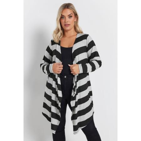 Yours Vest Met Strepenprint In Watervalstijl In Zwart Size 58-60