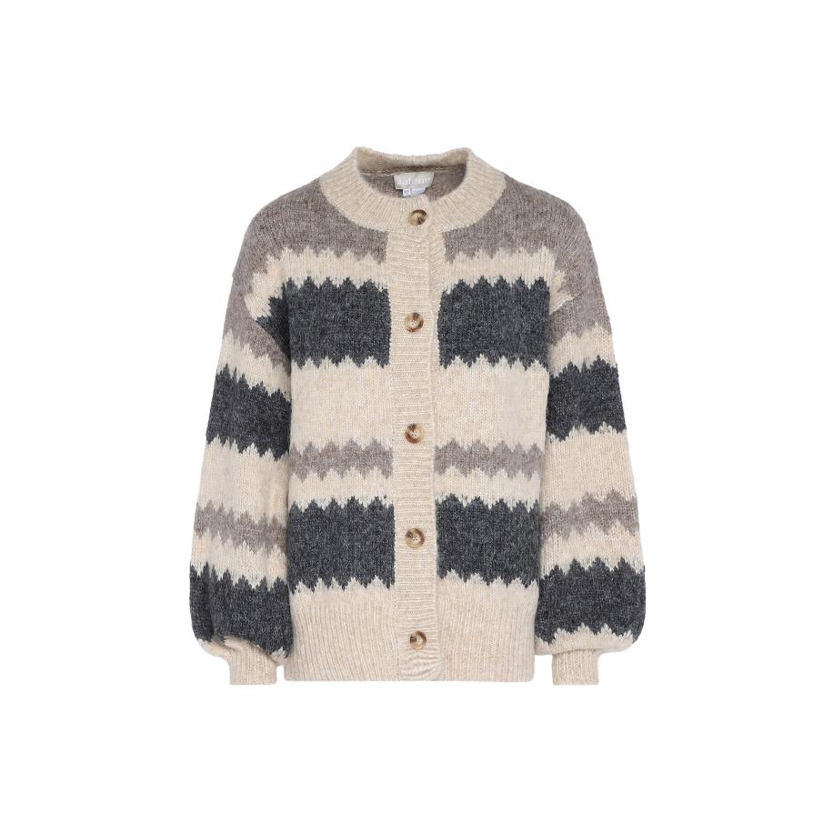 Jalene Jalene Gebreid vest beige gemêleerd / bruin gemêleerd / zwart gemêleerd -