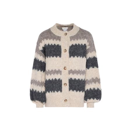 Jalene Jalene Gebreid vest beige gemêleerd / bruin gemêleerd / zwart gemêleerd