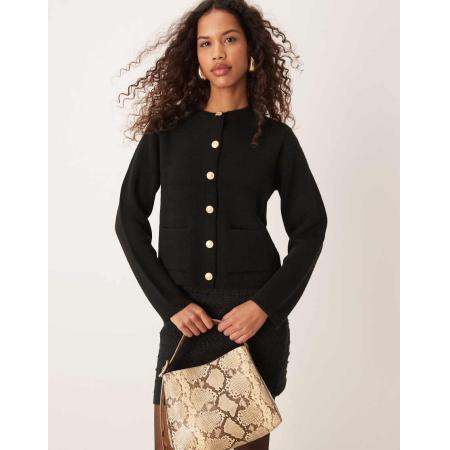 JDY Vest met O-hals en knopen in zwart